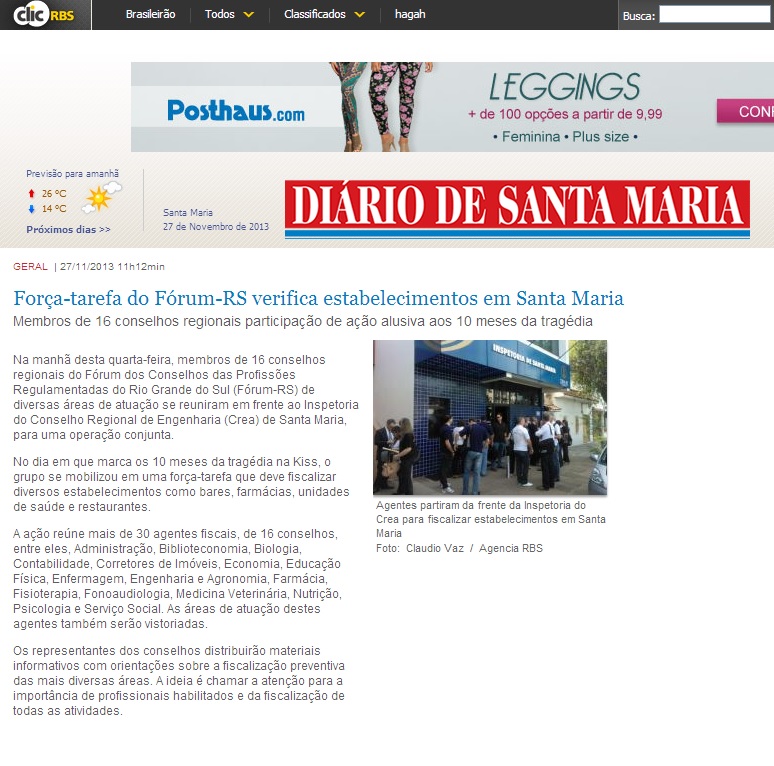 Força-tarefa do Fórum-RS verifica estabelecimentos em Santa Maria